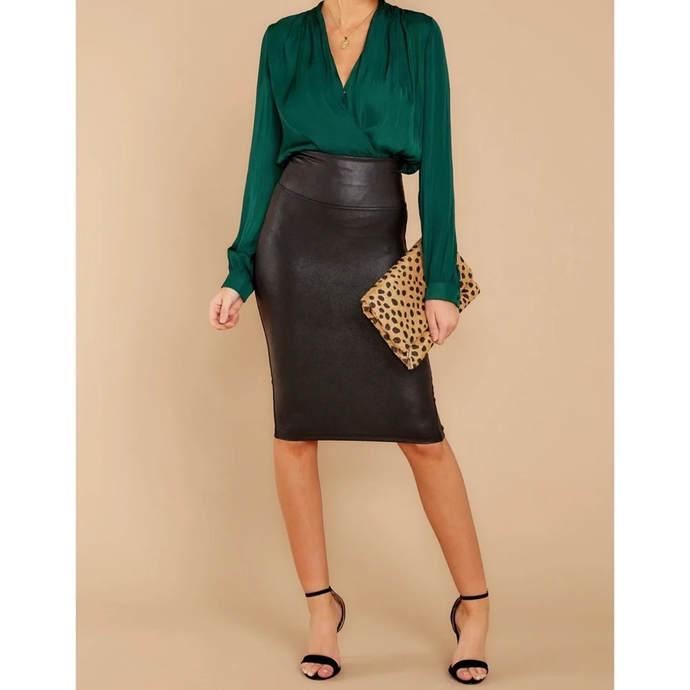 Spanx Faux Leather Pencil Skirt - Picture 2 of 6